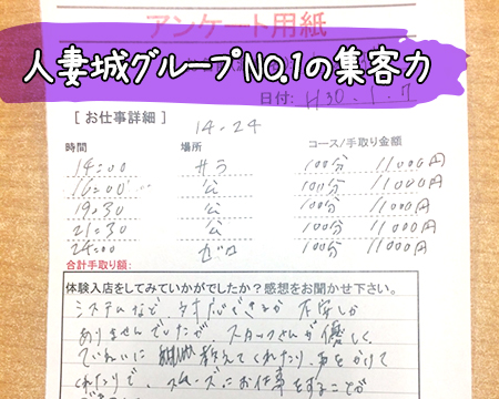 人妻城横浜本店の体入時の手取り紹介！体験した女性のアンケート大公開について